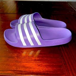 Womens purple Adidas Adilette Aqua slides, size 8 US
